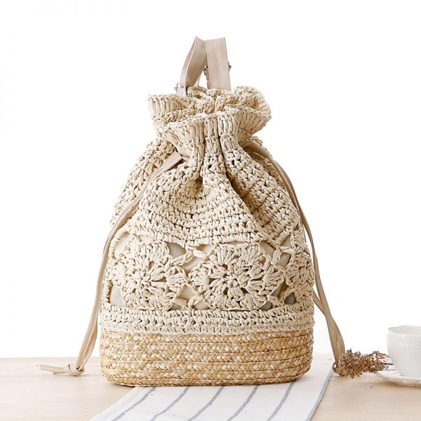 Venice Crochet Straw Backpack
