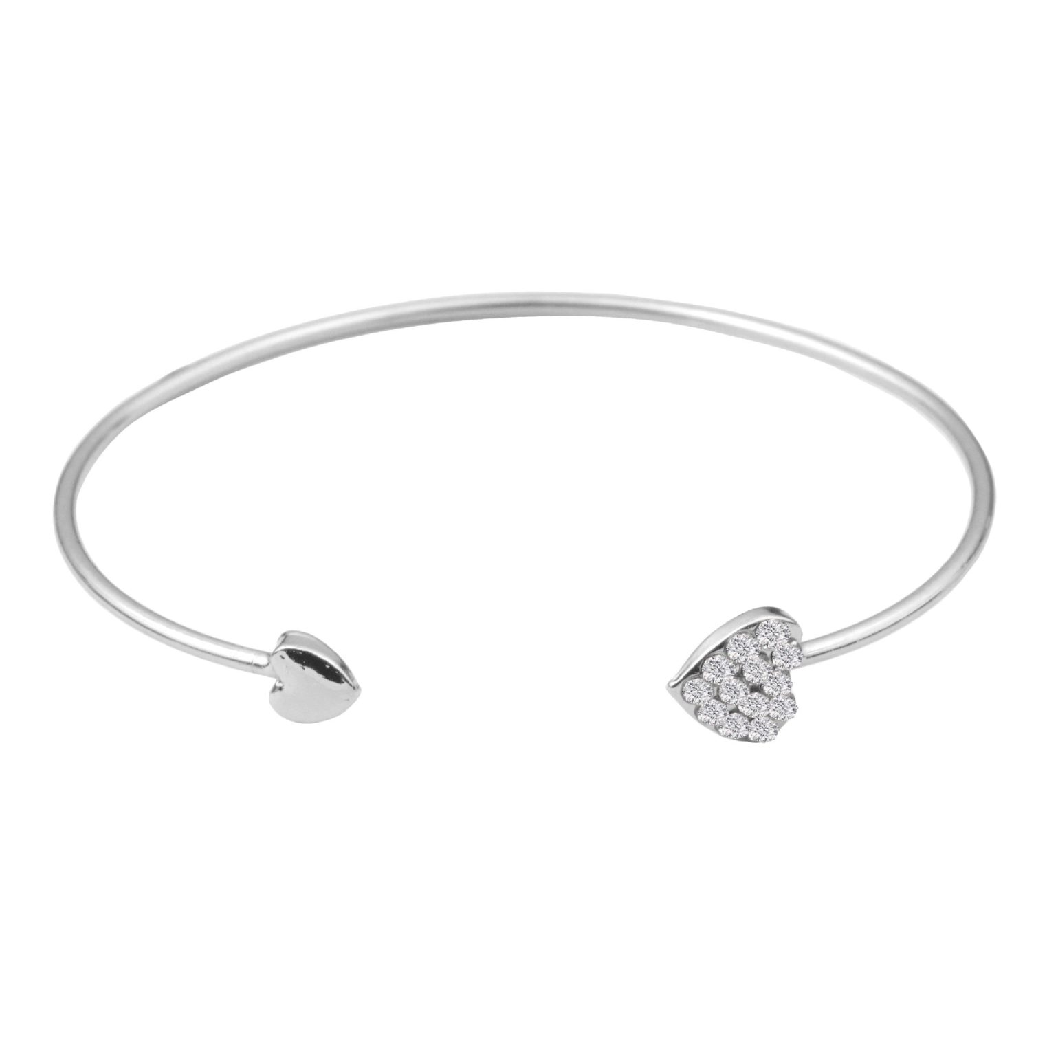 Adjustable Crystal Double Heart Bow Cuff Open Bracelet - Home Goods ...