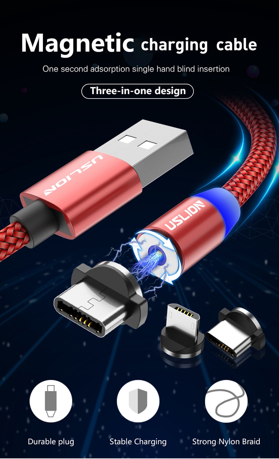 Magnetic USB Fast Charging USB Cable