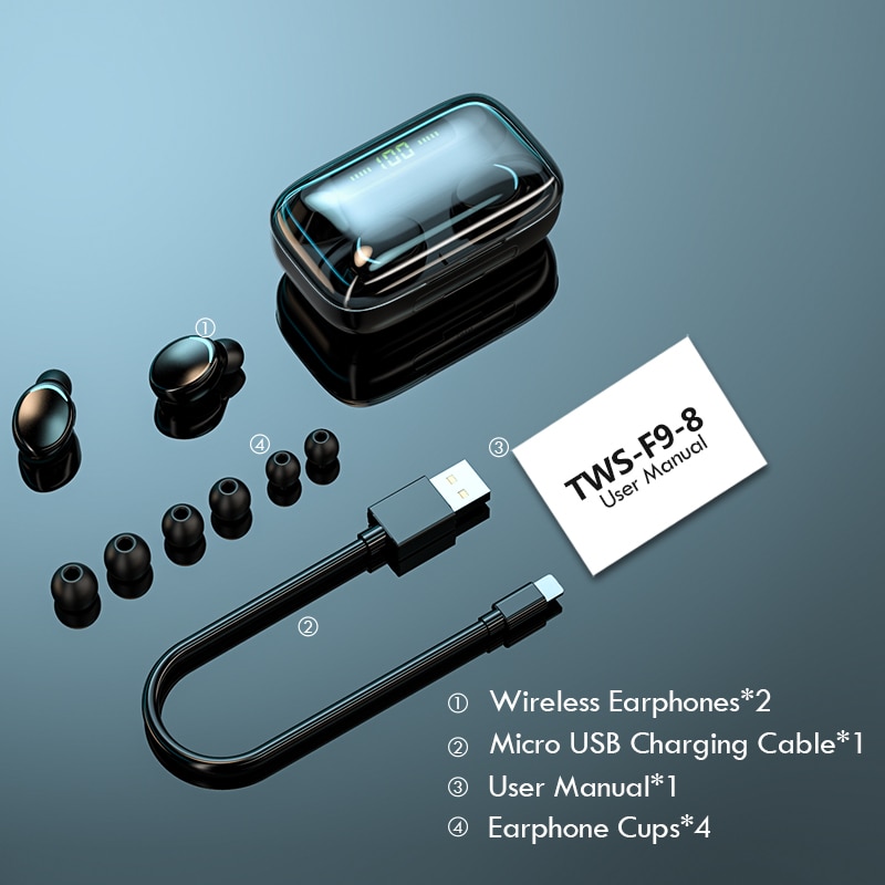 F9-8 TWS Bluetooth 5.0 Wireless Earbuds